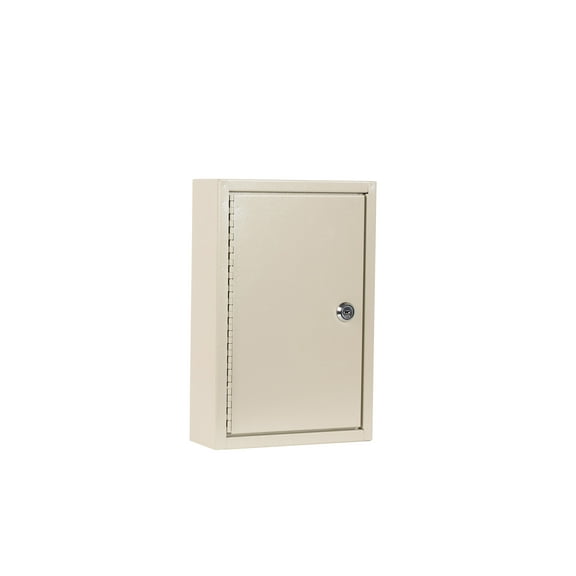 Key Storage Cabinet with Lock, 30 Keys Capacity, Wall Mount, Cream Metal, 10"W * 3"D *12"H