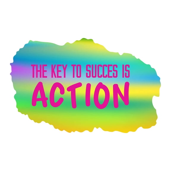The Key To Succes Is Action Empowering Inspirational Quote Vinyl Wall Design Wall Art Sticker Designs Vinyl Stickers For Home House Walls Rooms Windows Bedroom Decoration Size (12x12 inch)