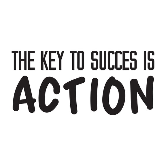 The Key To Success Is Action Inspirational Positive Life Quote Vinyl Decal Wall Art Sticker Designs Vinyl Stickers For Home House Walls Rooms Windows Bedroom Decoration Size (12x12 inch)