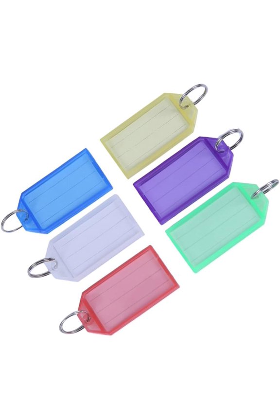 Key Tag 60pcs Multicolor Plastic Key Fobs Luggage ID Tags Labels with Key Rings (Red + Yellow + Sky Blue + Green + White + Purple, 10 for Each) Key ID Tags