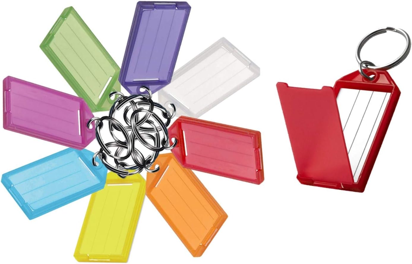 Key Tag with Flap and Split Ring, Assorted Colors, Plastic Key Tags ...
