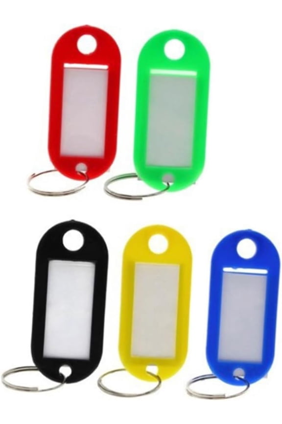 Key Tags 1pcs Key Fobs Colorful Durable Metal Ring Plastic Useful Label Tag Keyring for Luggage Name ID Card Keys 25pcs
