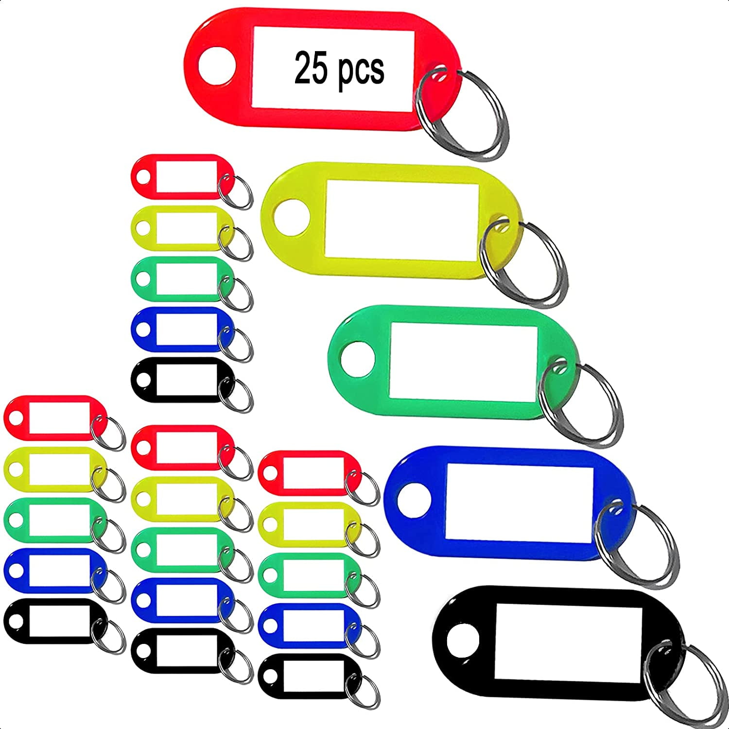 Key Tags, Key Tags with Labels, 25 pcs 5 Colors, Key Labels, Key