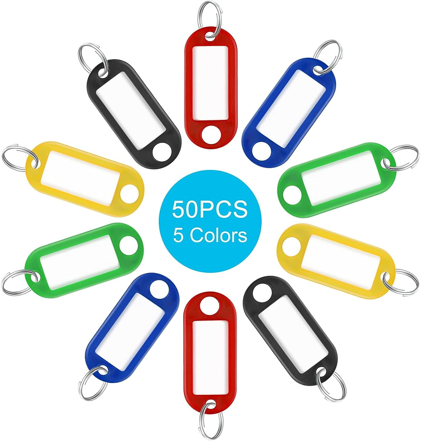 Key Tags, Key Tags with Labels, 50 Pcs Key Rings Name Tags for ID Tags, Pet Name Tags, Luggage