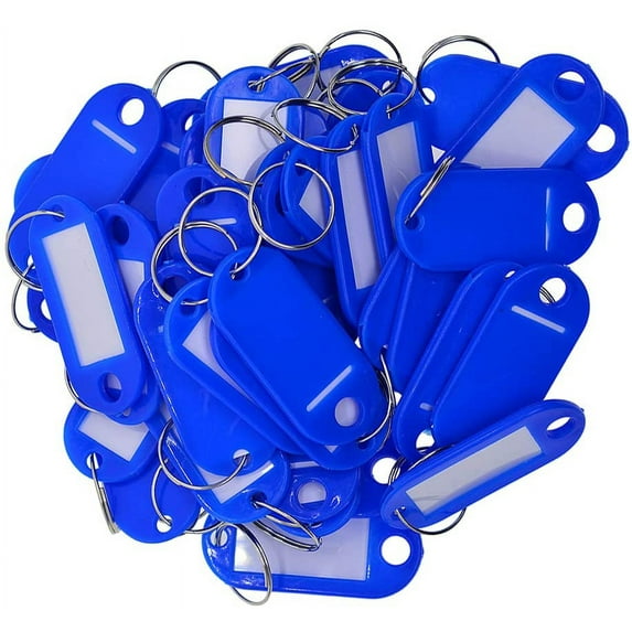 Key Tags Plastic Key Rings ID Tags NameKey Fob of 50, Portable & Easy to Use, Anything Paper -, Royal Blue