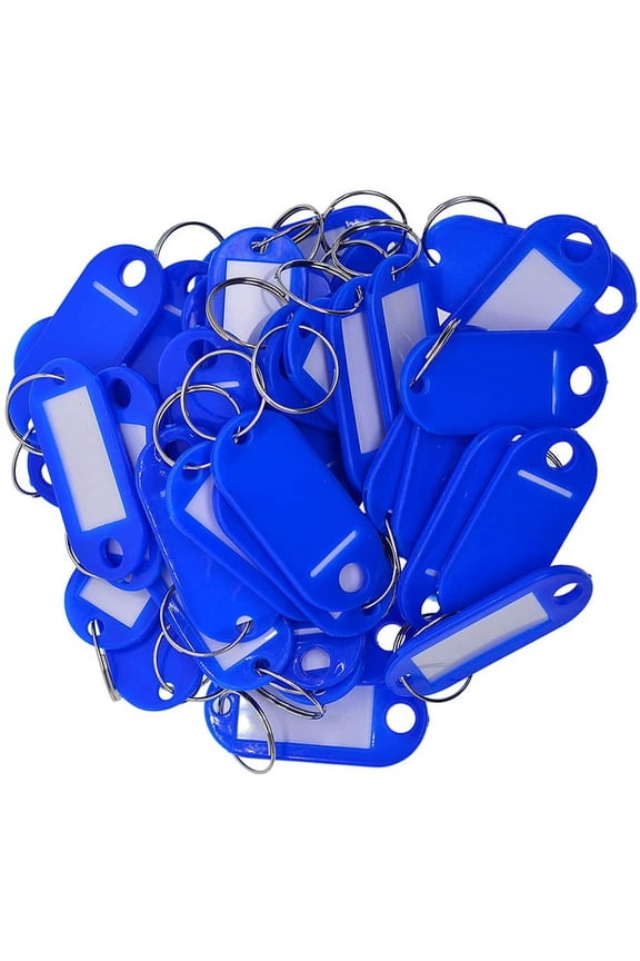 Key Tags Plastic Key Rings ID Tags NameKey Fob of 50, Portable & Easy to Use, Anything Paper -, Royal Blue