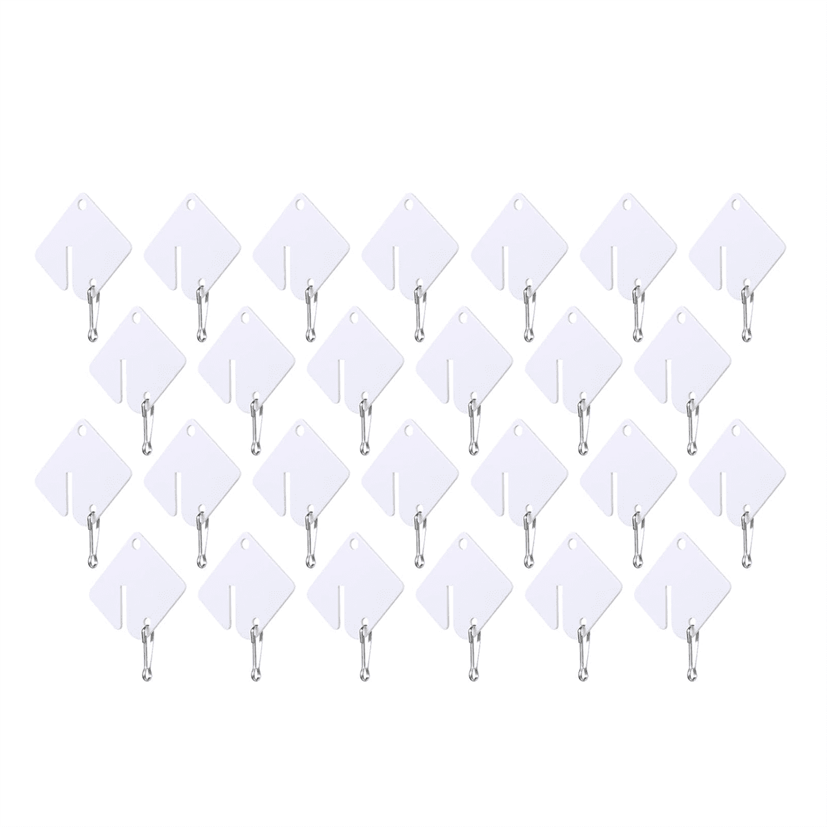 Key Tags Square Slotted 1.5 Inch Plastic Key Tags with Metal Snap Hooks