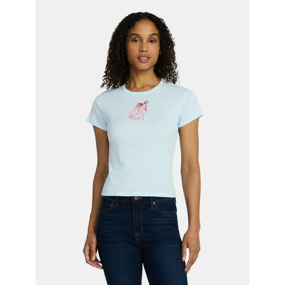 Valentine's Day Women’s Key To My Heart Graphic Tee with Short Sleeves, Sizes XXS-XXL