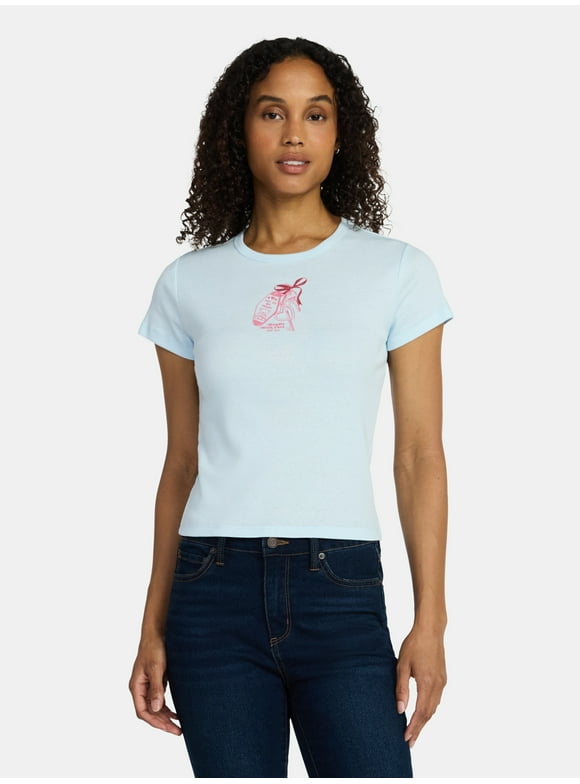 Valentine's Day Women’s Key To My Heart Graphic Tee with Short Sleeves, Sizes XXS-XXL