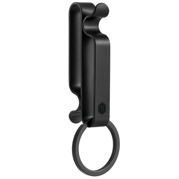 Key Unity Belt Key Clip, Titanium Double Side Quick Release Key Holder with Detachable Keyring for Belt Pants Loop Pocket, KM00, Black