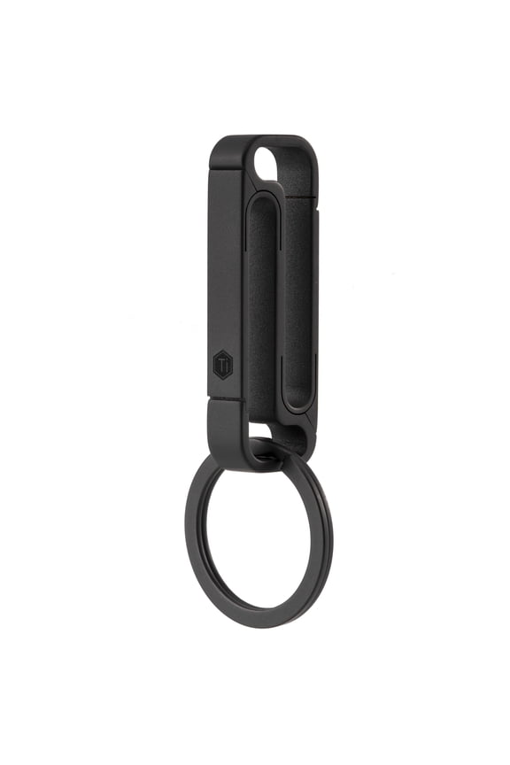 Double Side Carabiner Keychain Clip, Titanium Belt Key Holder Clips for Car Keys or Small Tools, KM11, Black
