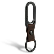 Key Unity KM02 Titanium Belt Clip Carabiner Leather Keychain Holder with Removable Stainless Steel Key Ring (PVD Black)