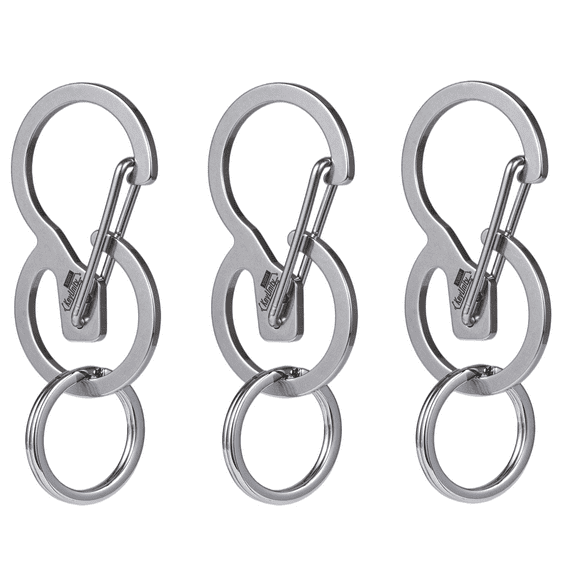 Key Unity Stainless Steel Keychain Carabiner Clip, 3 Pack B Shape Quick Release Key Holder for Key, Dog Leash, Camping Hiking Accessories KS01