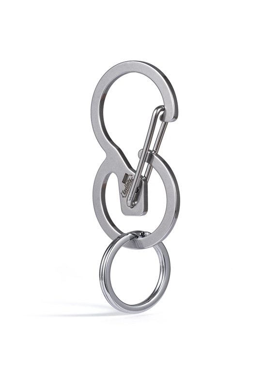Stainless Steel Keychain Carabiner Clip, B Shape Quick Release Key Holder for Key, Dog Leash, Camping Hiking Accessories KS01