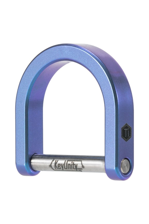 Titanium D Ring Key Shackle, U Shape Key Ring Horseshoe Clasp for Car Fob, DIY Leather Key Organizer Keychain KA17 (Blue, L)