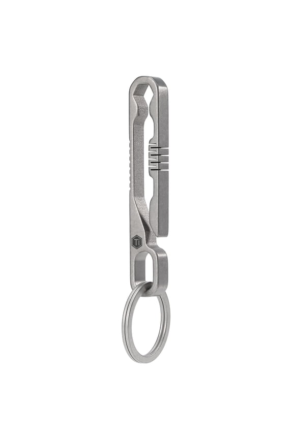 Titanium Keychain Pocket Clip, 2-in-1 EDC Key Ring Holder for Belt with Hex Bit Driver, Portable Hanging Buckle KM07 Gray