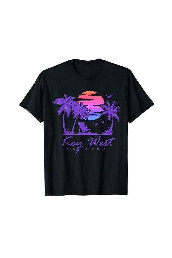 Key WEST Florida Spring Break Vacation Retro Vintage Sunset T-Shirt