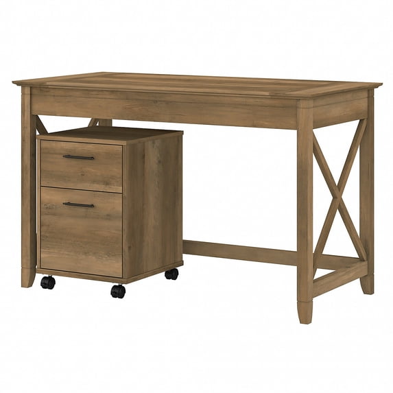 Bush Furniture Key West 48" Writing Desk with File Cabinet Reclaimed Pine (KWS001RCP)