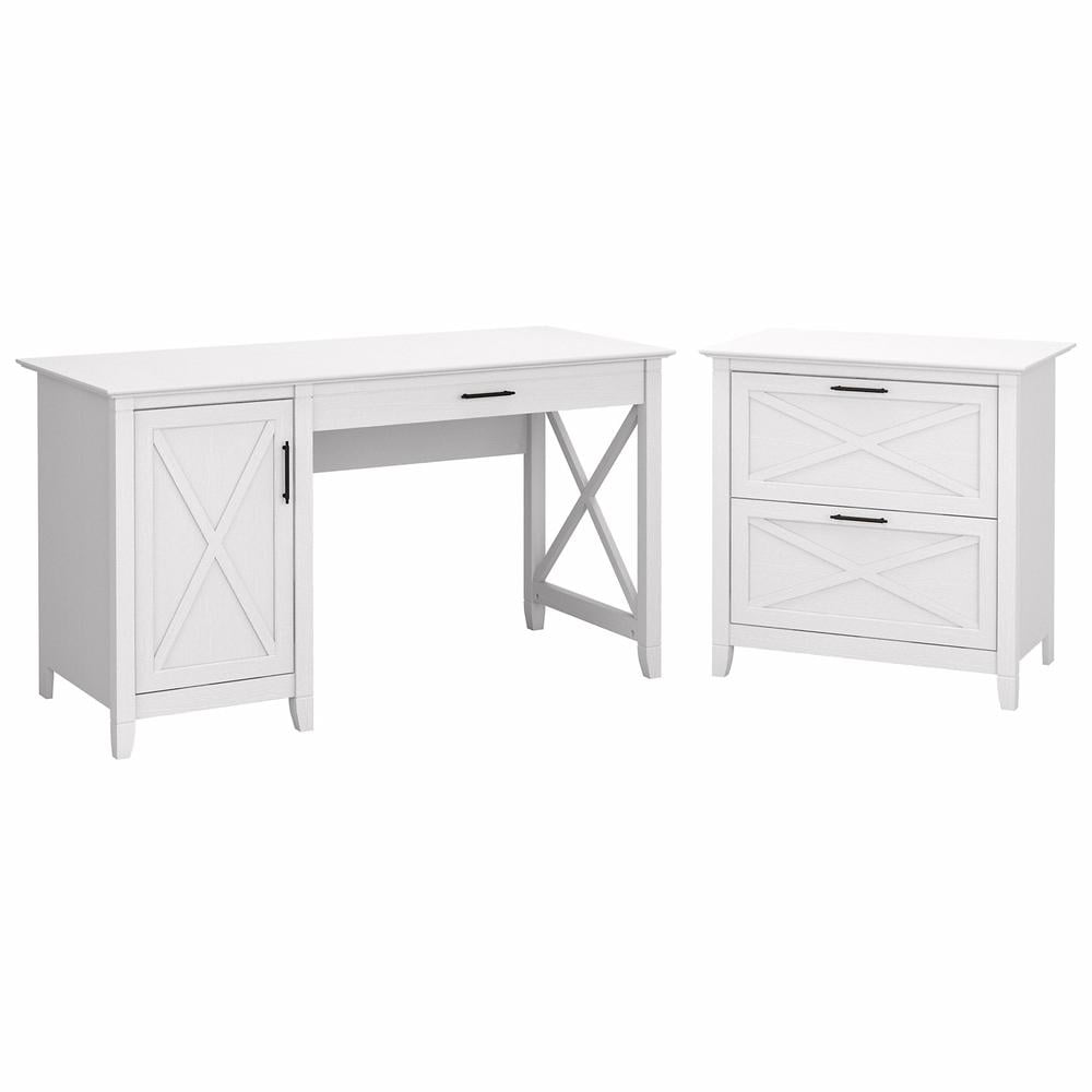 Pure White Oak Farmhouse Desk with Filing Cabinet