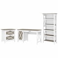 thumbnail image 1 of Key West 54W Desk with File Cabinet and Bookcase in White/Gray - Engineered Wood, 1 of 8
