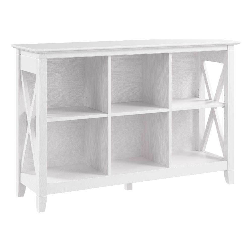 Pure White Oak 6-Cube Adjustable Bookcase with X Pattern Accents