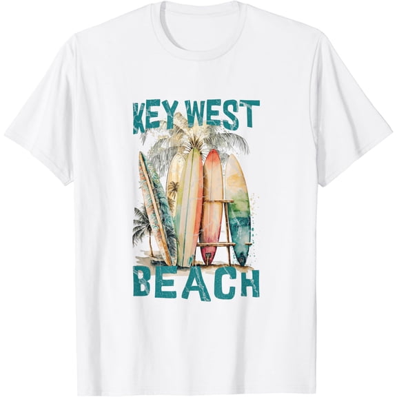 Key West Beach Florida Surfing Surf Ocean Vintage T-Shirt