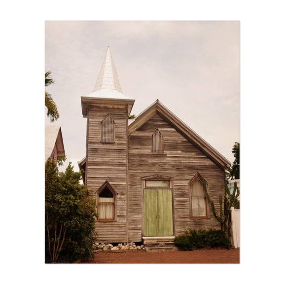 Key West Church - Key West Florida Photography Church Rustic Architecture Abandoned Vintage Christian Woodland Unframed Wall Art Print 12 x 16 inches