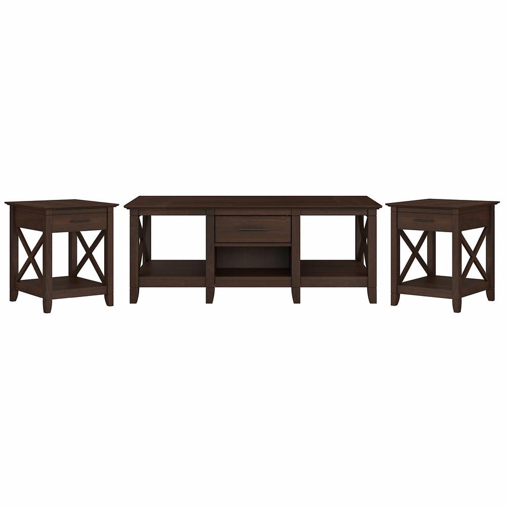 Bing Cherry Engineered Wood Coffee Table with 2 End Tables