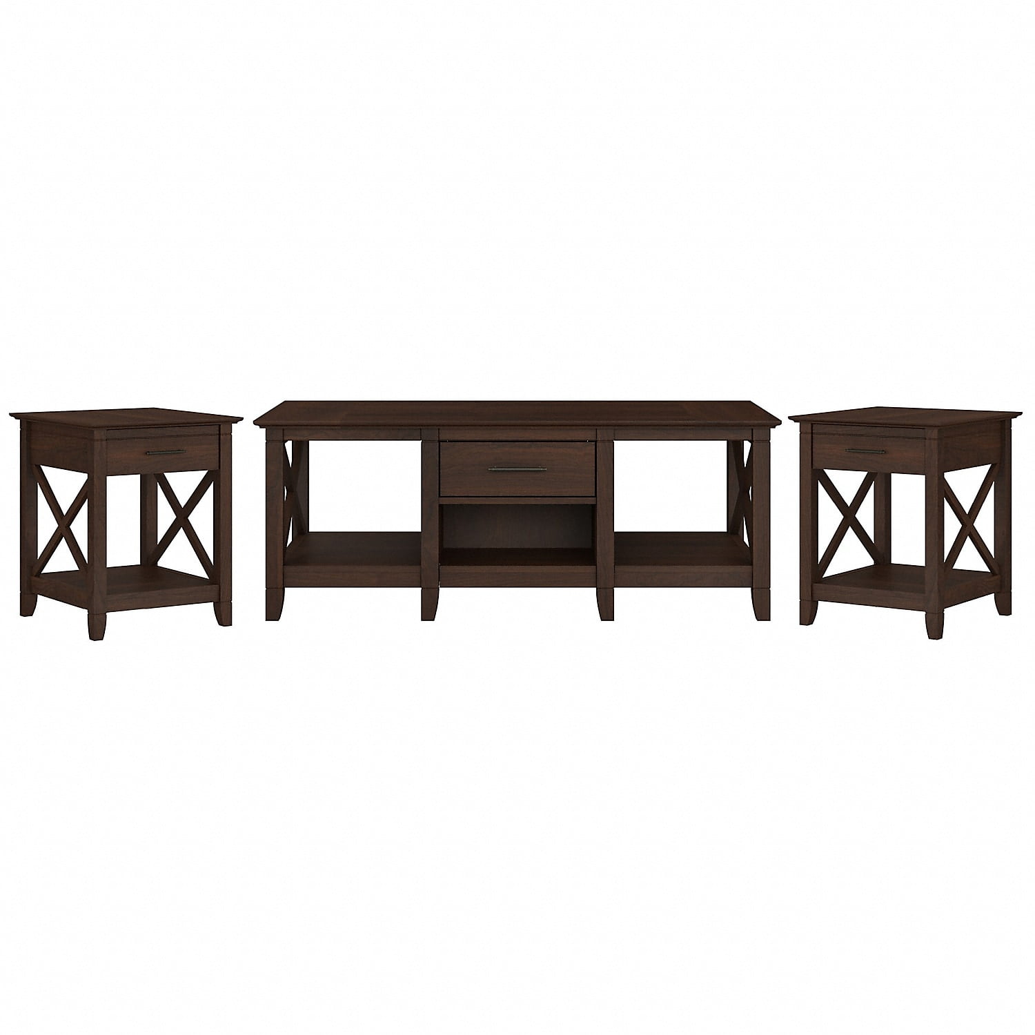 Bing Cherry Engineered Wood Coffee Table with 2 End Tables