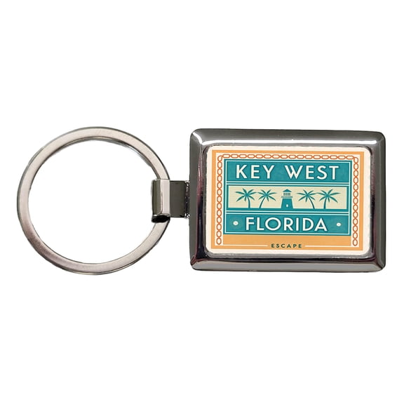 Key West FL Florida Travel Vacation Stamp Metal Rectangle Keychain