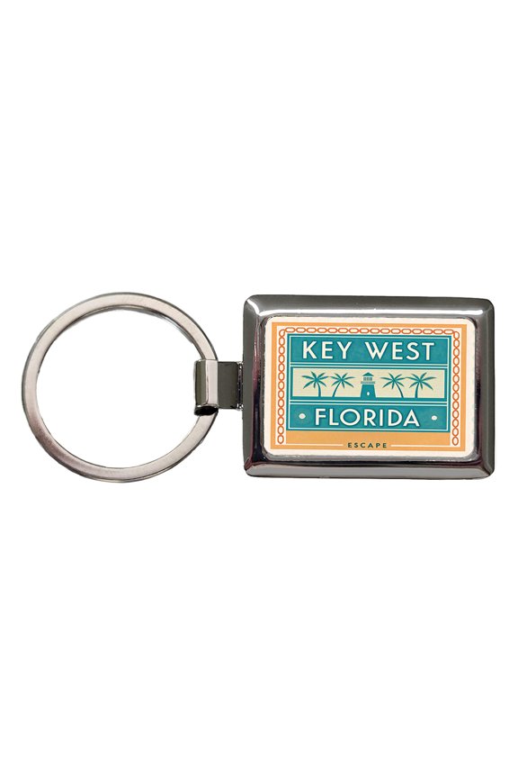 Key West FL Florida Travel Vacation Stamp Metal Rectangle Keychain