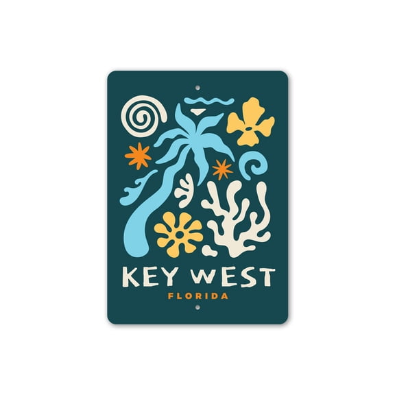 Key West Florida Beach Aluminum Metal Decor Sign - 4x18 inches