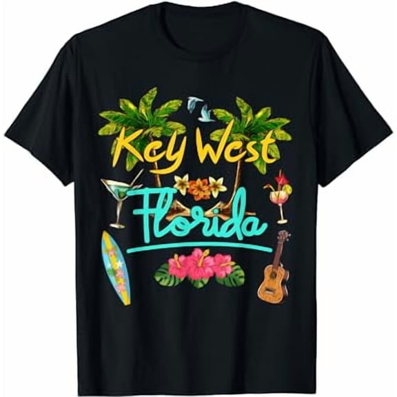 Key West Florida Beach Summer Palm Surf Sun Set Palm Trees T-Shirt