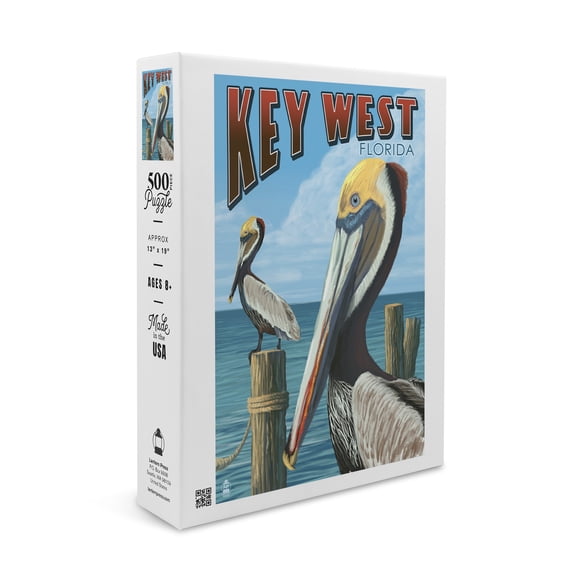 Key West, Florida, Brown Pelican (19x27 inches, Premium 500 Piece Jigsaw Puzzle for Adults and Family, Made in USA)