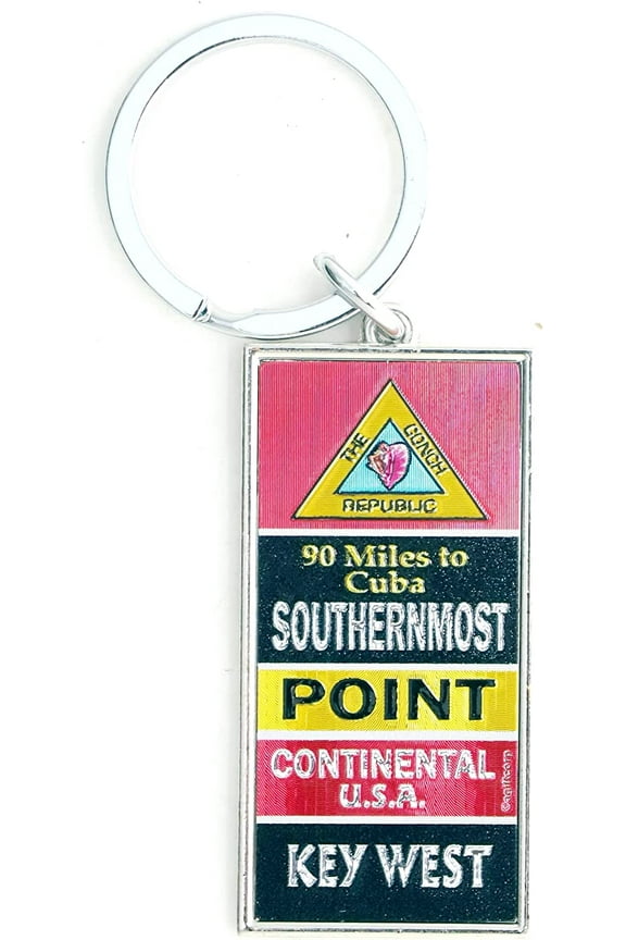 Key West Florida Buoy Rectangular Metal Keychain 2.25" X 1.25"