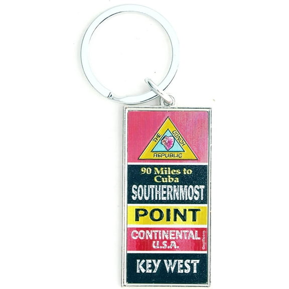 Key West Florida Buoy Rectangular Metal Keychain 2.25" X 1.25"
