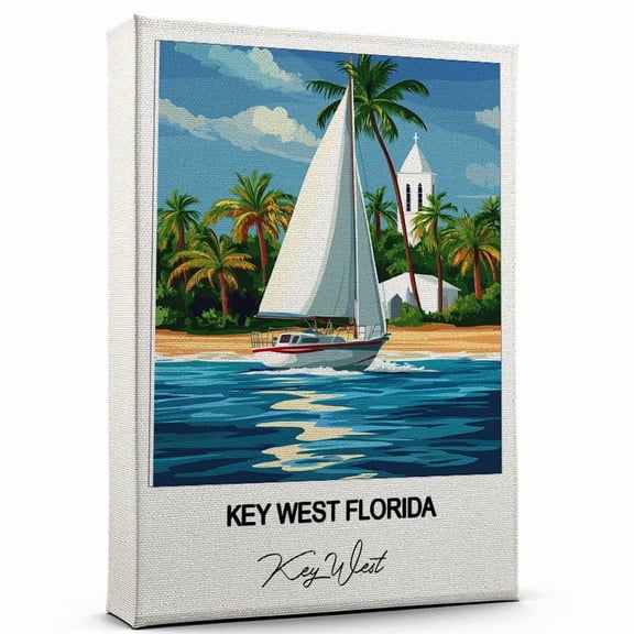 Key West Florida Canvas Wall Art  Travel-Inspired Home Decor Featuring Key West Art Canvas  Unique Gift for Travel Canvas  Ready to Hang