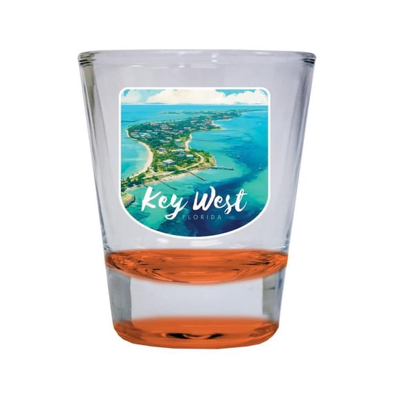Key West Florida Design A Souvenir 2 oz Round Shot Glass Orange