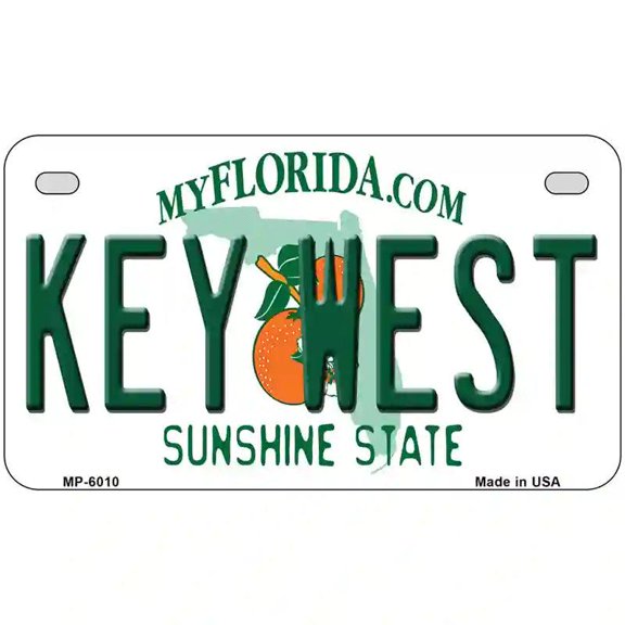 Key West Florida Novelty Metal License Plate 7" x 4" Motorcycle (MP)