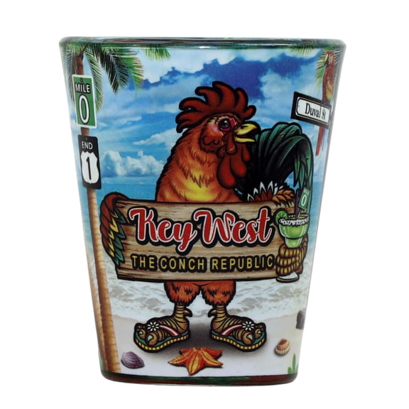 Key West Florida Rooster In-and-Out Shot glass