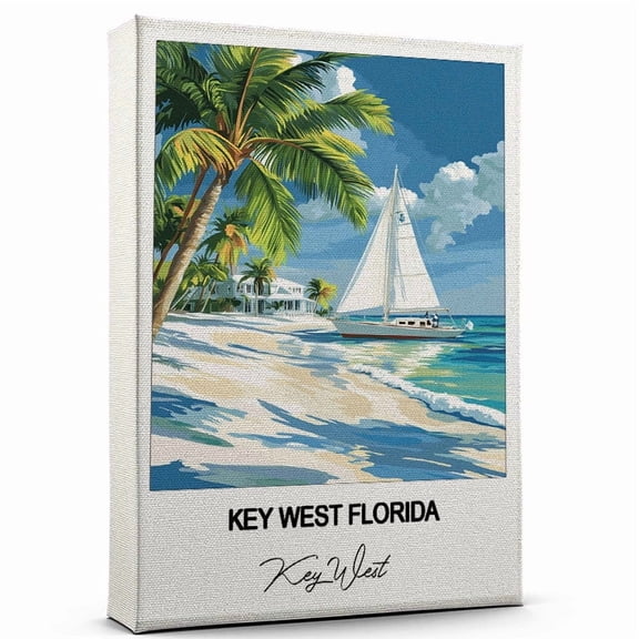 Key West Florida Travel Art Canvas Modern Wall Art Inspired by Key West Canvas Great Gift for Travel Lovers Ready to Hang