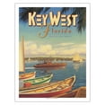 thumbnail image 1 of Key West Florida - Vacation Year-Round - Ernest Hemingway's Yacht Pilar - Vintage Travel Poster by Kerne Erickson - Fine Art Matte Paper Print (Unframed) 20x26in, 1 of 4