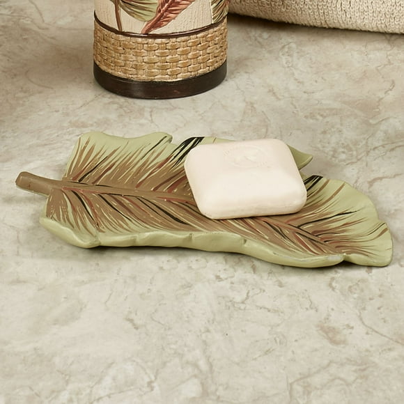 Key West Handpainted Tropical Soap Dish Multi Warm Fern Leaf Soap Dish