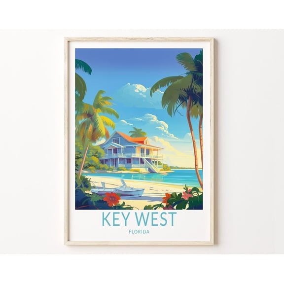 Key West Island Florida Poster Wall Art, Key West Travel Poster, Usa Key West Travel Poster, Home Decor, Traveler Gift, Travel Wall Art Wall Art, Modern Wall Decor, 16x24 UNFRAMED
