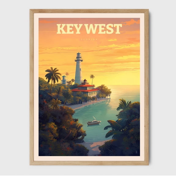 Key West Print, Florida Coastal Decor, Travel Print Wall Art, Modern Wall Decor, 12x18 UNFRAMED