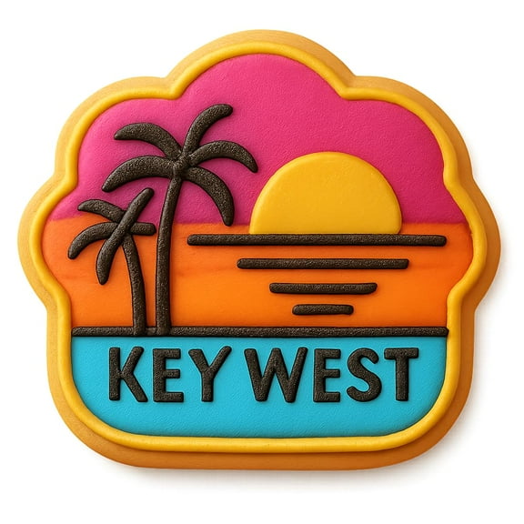 Key West Sunset Palm Cookie Cutter - 4x4" Premium Tropical Baking Design