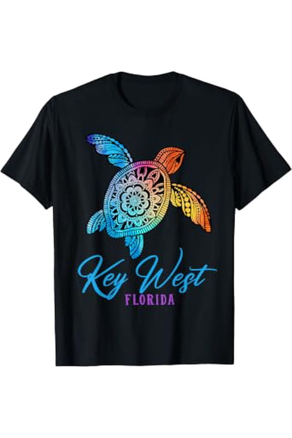 Key West T-Shirt Key West Florida Tribal Tie Dye Sea Turtle T-Shirt