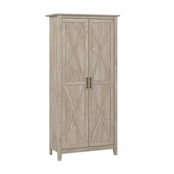 Key West Tall Storage Cabinet with Doors in Washed Gray - Engineered Wood