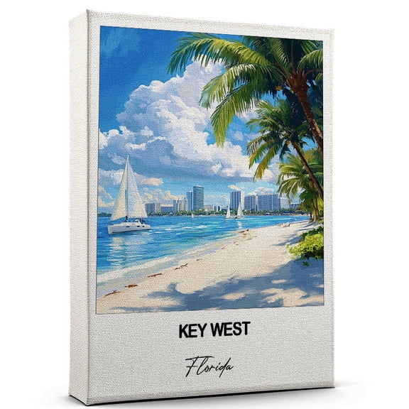 Key West Travel Art Canvas Modern Wall Art Inspired by Florida Canvas Great Gift for Travel Lovers Ready to Hang