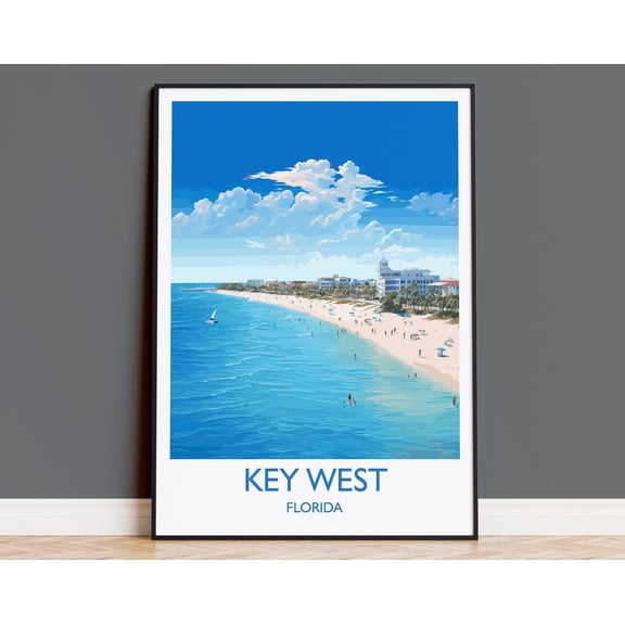 Key West Travel Poster, Travel Print of Key West , Key West Gift, Florida Art Gift, USA Wall Art Print, 12x18 UNFRAMED